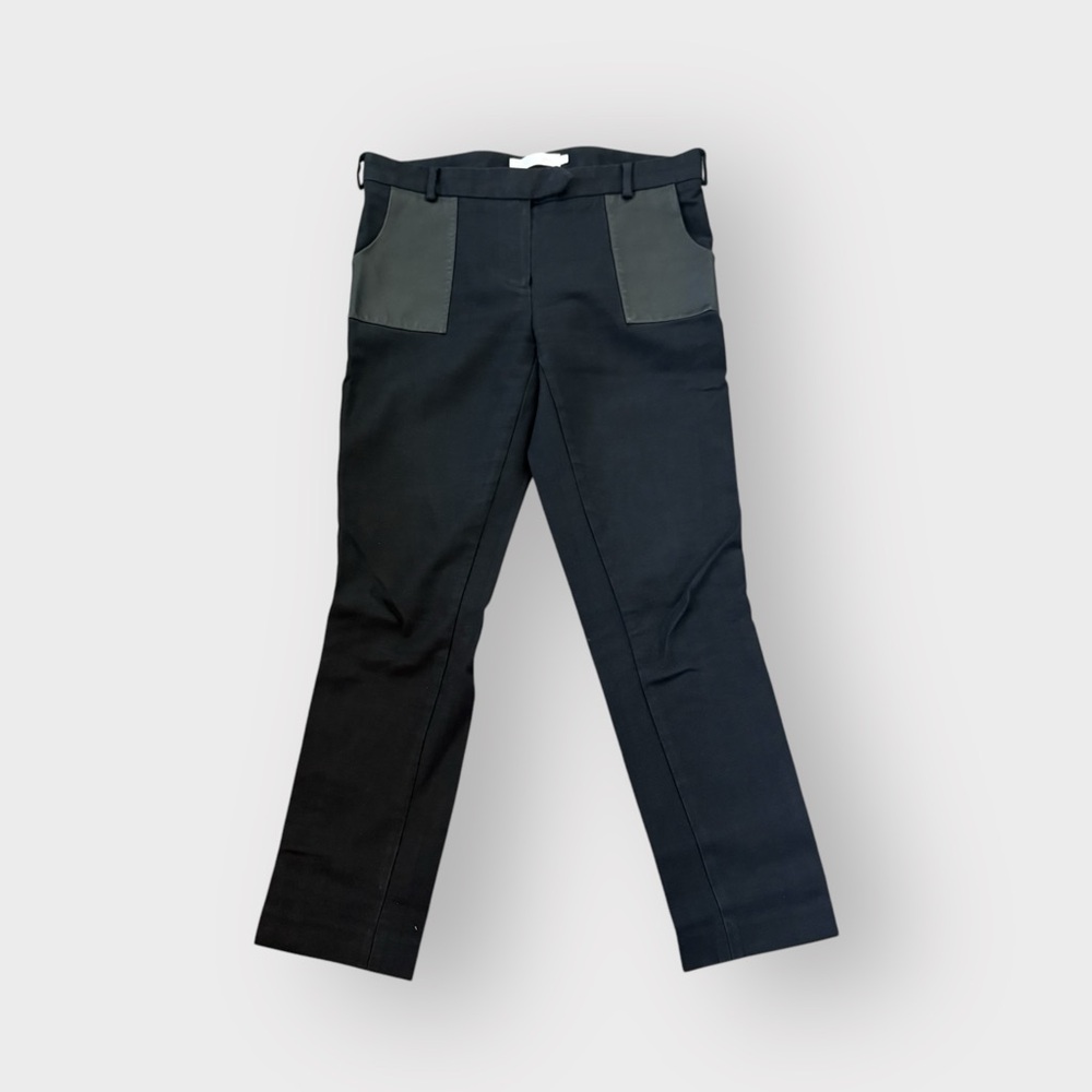 Anne Fontaine Black Leather Pocket Trim Pants - Size 38